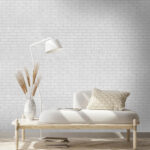 Fotobehang Witte bakstenen muur met veel kleine bakstenen