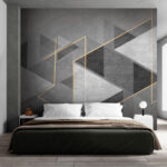Fotobehang Abstracte geometrie in monochroom en geel