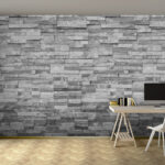 Fotobehang Structuurpatroon grijze bakstenen muur