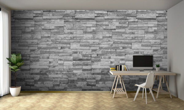 Structuurpatroon grijze bakstenen muur Fotobehang Structuurpatroon grijze bakstenen muur