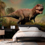 Fotobehang Dinosaurus met hoorns en een lange nek