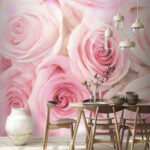 Fotobehang Groep roze rozen