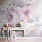 Fotobehang Grillige bloemen met een delicate vlinder.