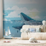 Fotobehang Walvis zwemmend in het water