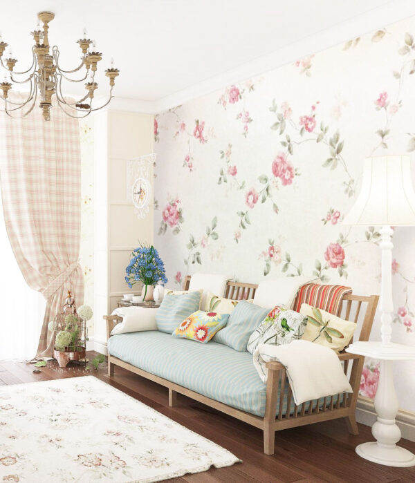 Bloemenpatroon op een muur Fotobehang Bloemenpatroon op een muur