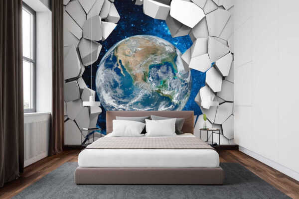 Witte zeshoek met zwarte randen Fotobehang Witte zeshoek met zwarte randen