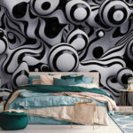 Fotobehang Abstracte wervelpatronen in zwart en wit.