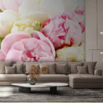 Fotobehang Boeket van roze en witte bloemen
