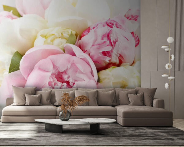 Boeket van roze en witte bloemen Fotobehang Boeket van roze en witte bloemen