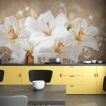 Fotobehang Groep witte bloemen