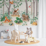 Fotobehang Behang met dieren in het bos
