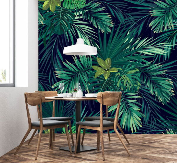 Patroon van groene bladeren Fotobehang Patroon van groene bladeren