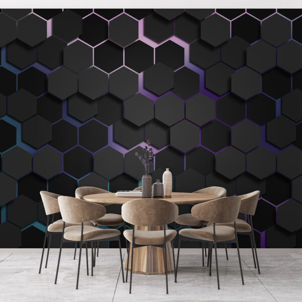 Fotobehang Fotobehang Groep zwarte zeshoeken (Artikelnummer: u79935v2)