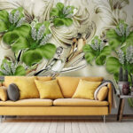 Fotobehang Elegante bloemen met decoratieve accenten.