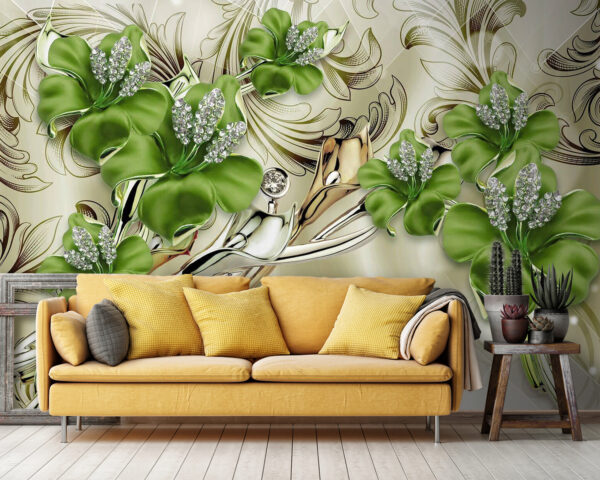 Elegante bloemen met decoratieve accenten Fotobehang Elegante bloemen met decoratieve accenten