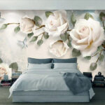 Fotobehang Elegante rozen met delicate vlinders