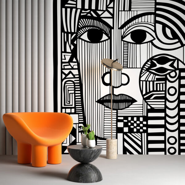 Fotobehang Zwart-wit tekening van een gezicht (Artikelnummer: u98712) Fotobehang Fotobehang Zwart-wit tekening van een gezicht (Artikelnummer: u98712)