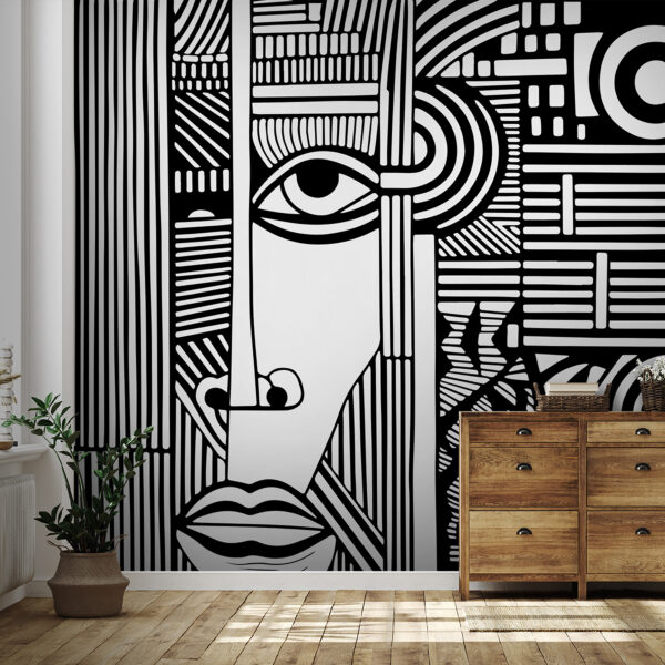 Fotobehang Zwart-wit tekening van een gezicht (Artikelnummer: u98711) Fotobehang Fotobehang Zwart-wit tekening van een gezicht (Artikelnummer: u98711)