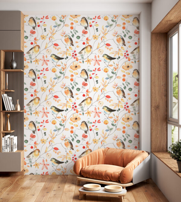 Fotobehang Vogel op een tak