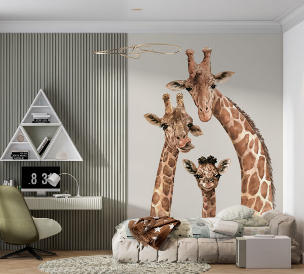 Groep giraffen met hun hoofden bij elkaar Fotobehang Groep giraffen met hun hoofden bij elkaar