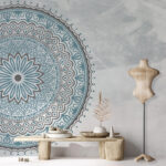 Fotobehang Blauwe en grijze mandala