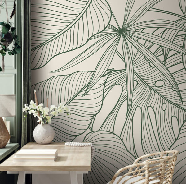 Fotobehang Groene bladeren met ingewikkelde lijnpatronen (Artikelnummer: u98420) Fotobehang Fotobehang Groene bladeren met ingewikkelde lijnpatronen (Artikelnummer: u98420)
