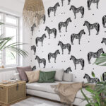 Fotobehang Patroon van zebra's op een witte achtergrond