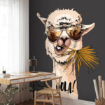 Fotobehang Lama's chillen met coole zonnebril.