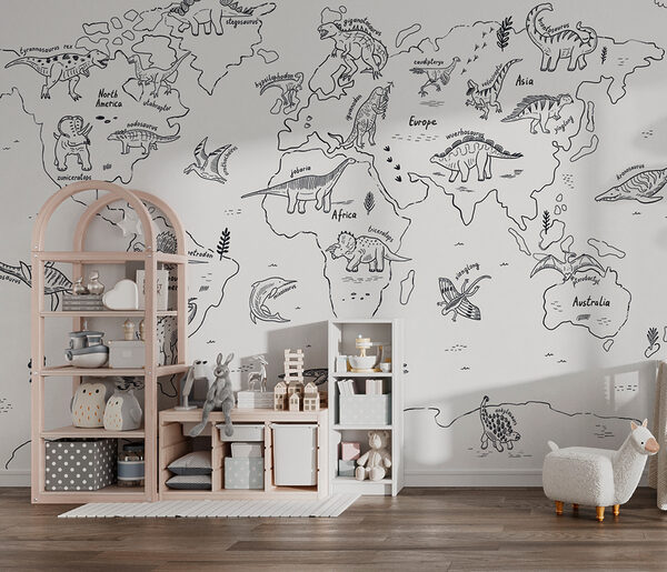 Tekening van een dinosaurus Fotobehang Tekening van een dinosaurus