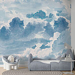 Fotobehang Blauwe en witte lucht met wolken