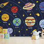 Fotobehang Cartoon van een planeet