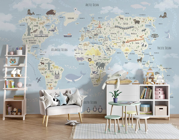 Kaart van de wereld Fotobehang Kaart van de wereld