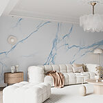 Fotobehang Licht marmeren textuur met blauwe aderen.