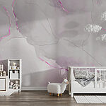 Fotobehang Abstract pastel met roze accenten.
