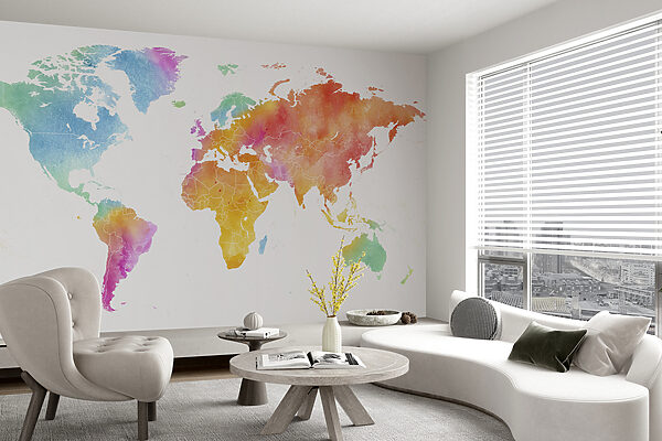 Kaart van de wereld Fotobehang Kaart van de wereld
