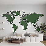 Fotobehang Groene en zwarte omtrek van een wereldkaart
