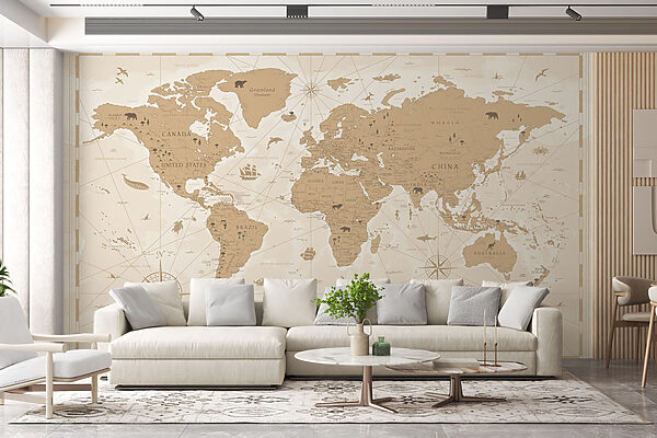 Kaart van de wereld Fotobehang Kaart van de wereld