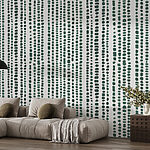 Fotobehang Groen en wit patroon