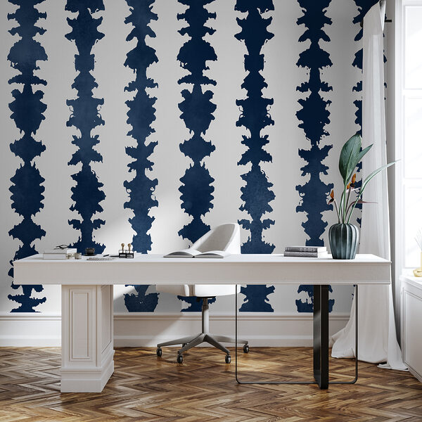 Blauw silhouet van een boom Fotobehang Blauw silhouet van een boom