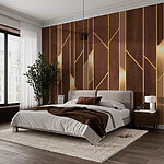 Fotobehang Elegant geometrisch houtpatroonontwerp.