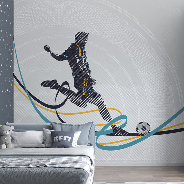 Man schopt een voetbal Fotobehang Man schopt een voetbal