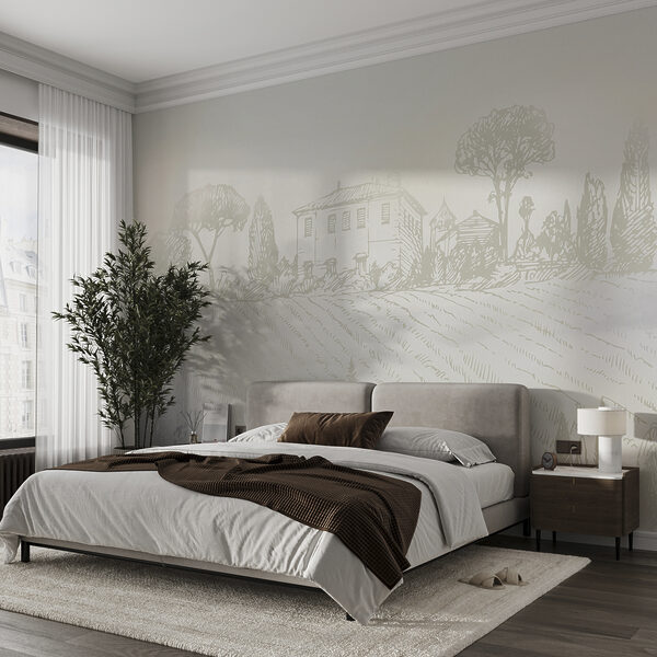 Schaduw van een plant op een muur Fotobehang Schaduw van een plant op een muur