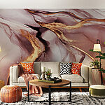 Fotobehang Wervelend marmer met metallic accenten.