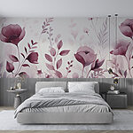 Fotobehang Delicate bloemen met zachtroze tinten.