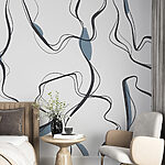 Fotobehang Abstracte lijnen met blauwe accenten