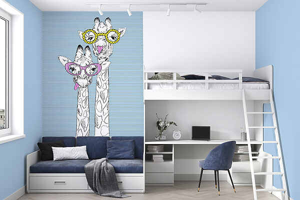 Paar giraffen met bril Fotobehang Paar giraffen met bril