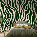 Fotobehang Groen met witte zebraprint