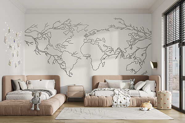 Kaart van de wereld Fotobehang Kaart van de wereld