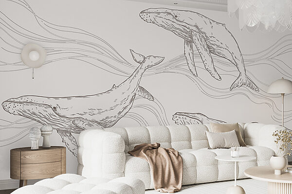 Walvis en bultrug Fotobehang Walvis en bultrug
