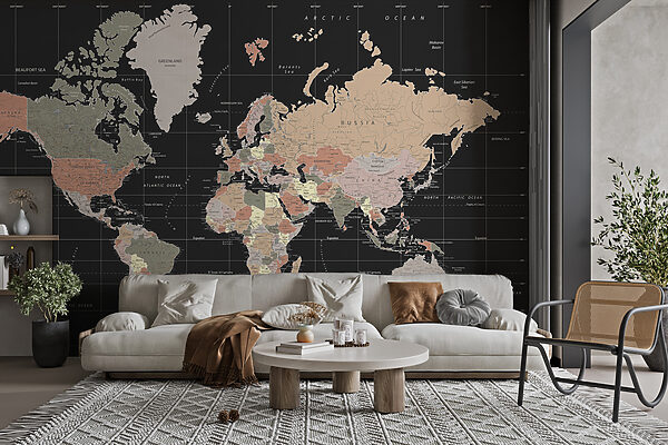 Kaart van de wereld Fotobehang Kaart van de wereld